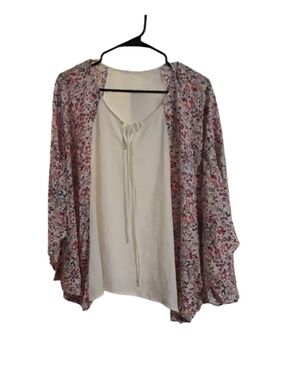 audrey Cream Tank with Pink Floral Kimono